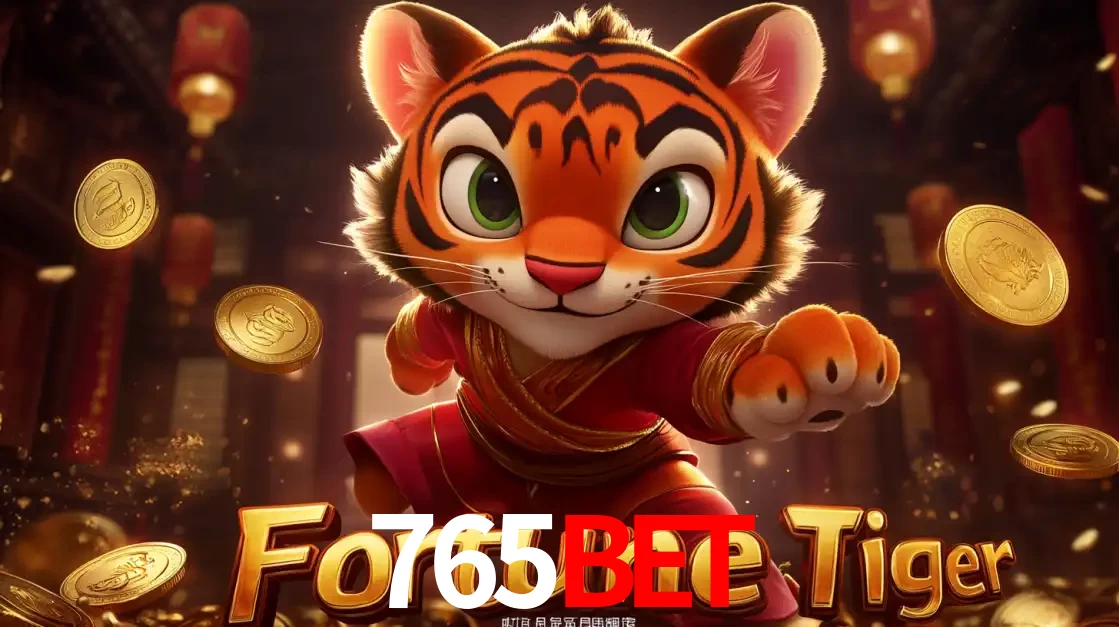 O carismático mascote do jogo de slot Fortune Tiger, um tigre fofo em pose de artes marciais, pronto para trazer sorte e multiplicadores de ganhos no cassino online 765bet.